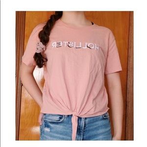 Hollister embroidered tie front shirt